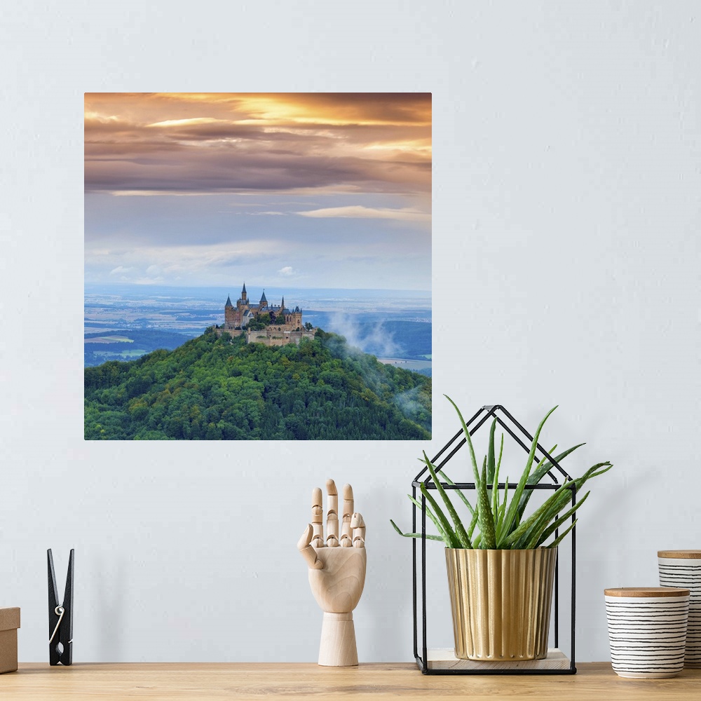 A bohemian room featuring Elevated view towards Hohenzollern Castle