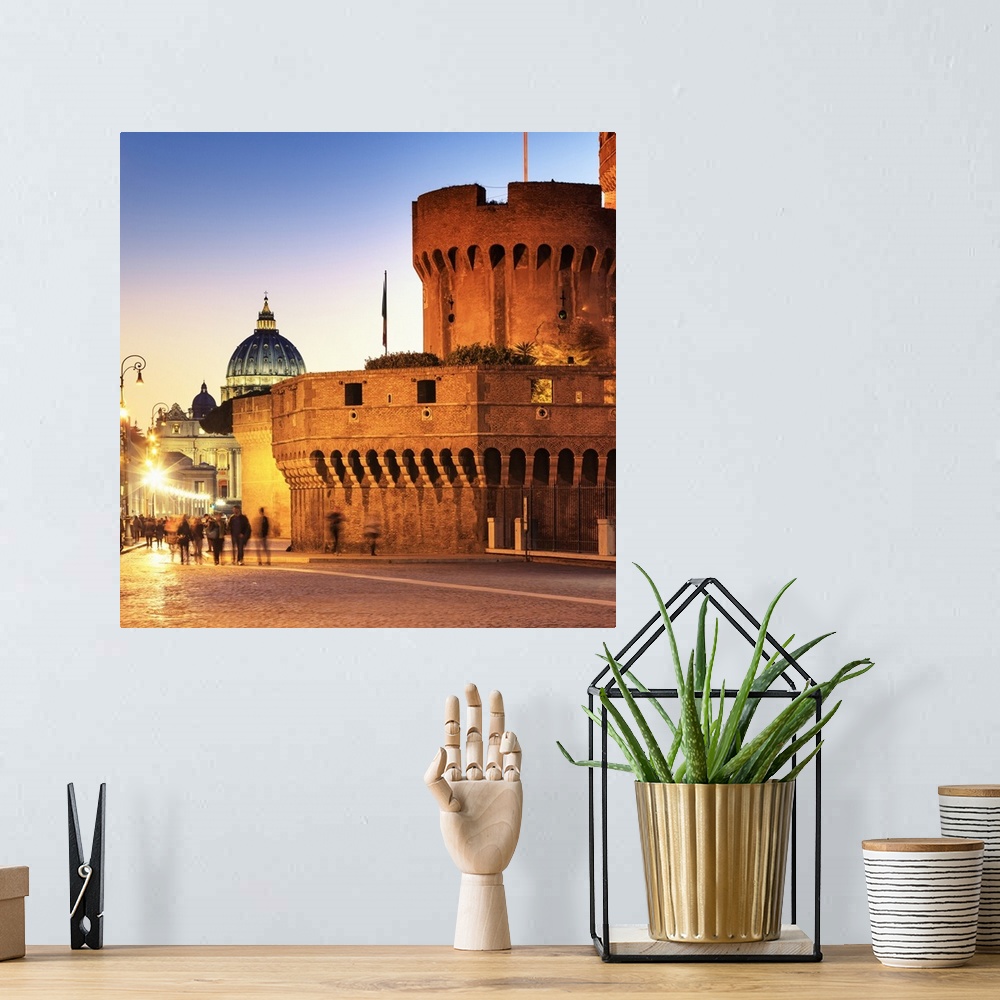 A bohemian room featuring Italy, Rome, St. Peter Basilica by night