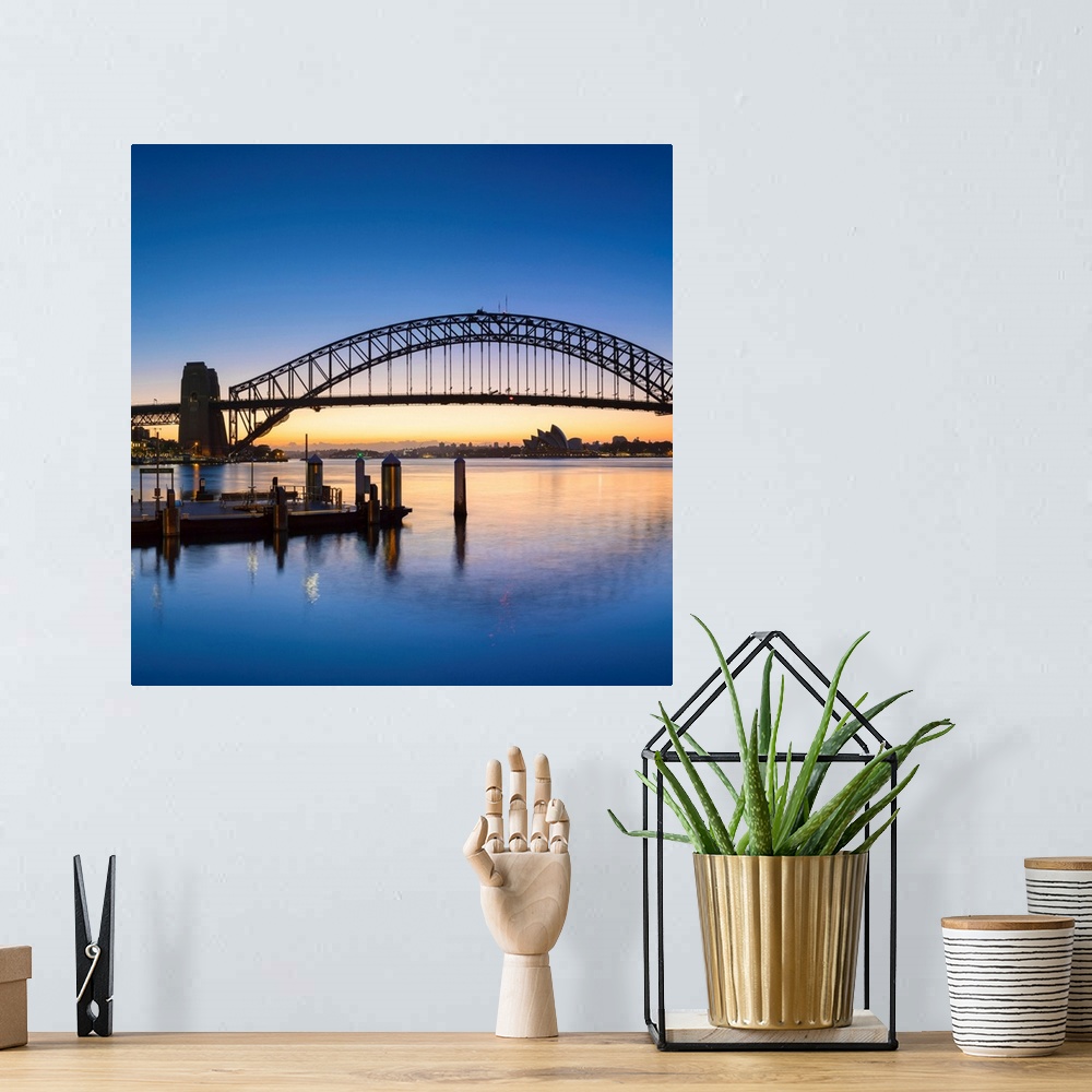 A bohemian room featuring Sydney Harbour Bridge From Mcmahons Point At Sunrise, Sydney, New South Wales, Australia