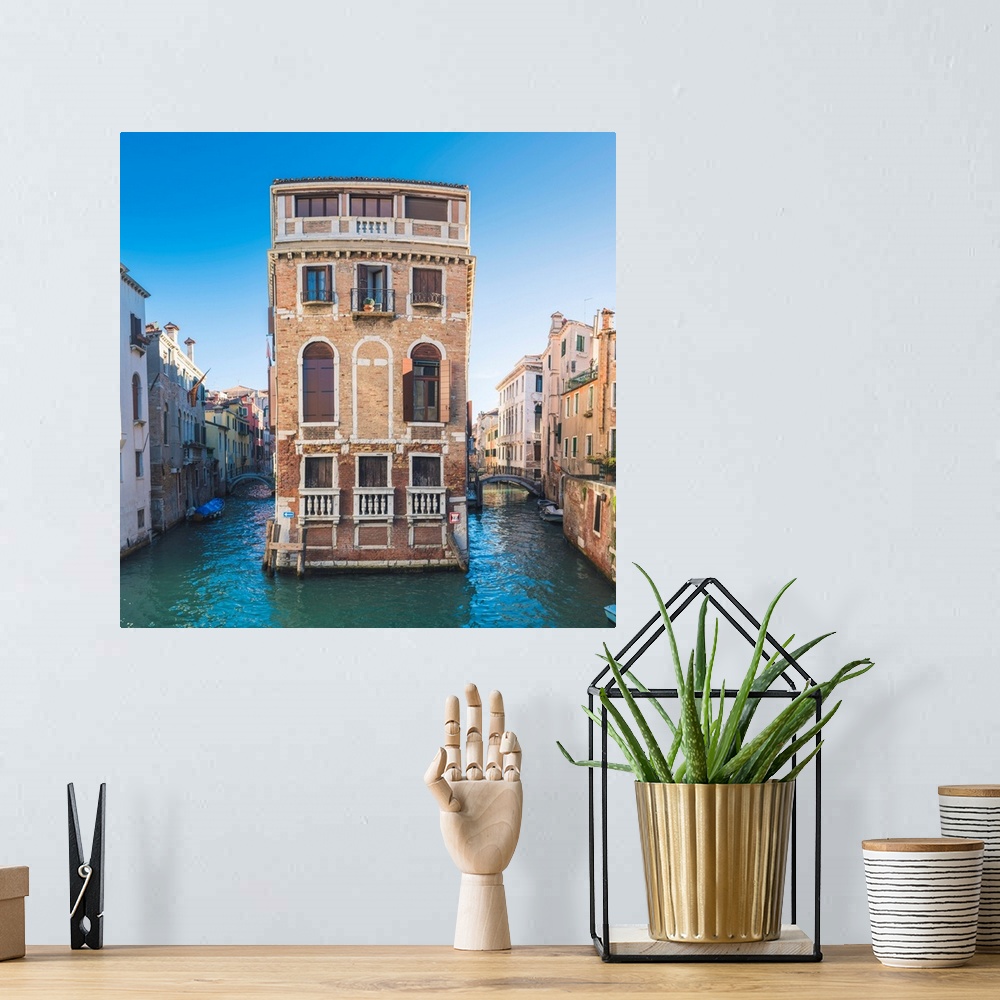 A bohemian room featuring Venice, Veneto, Italy. Palace On A Narrow Canal.