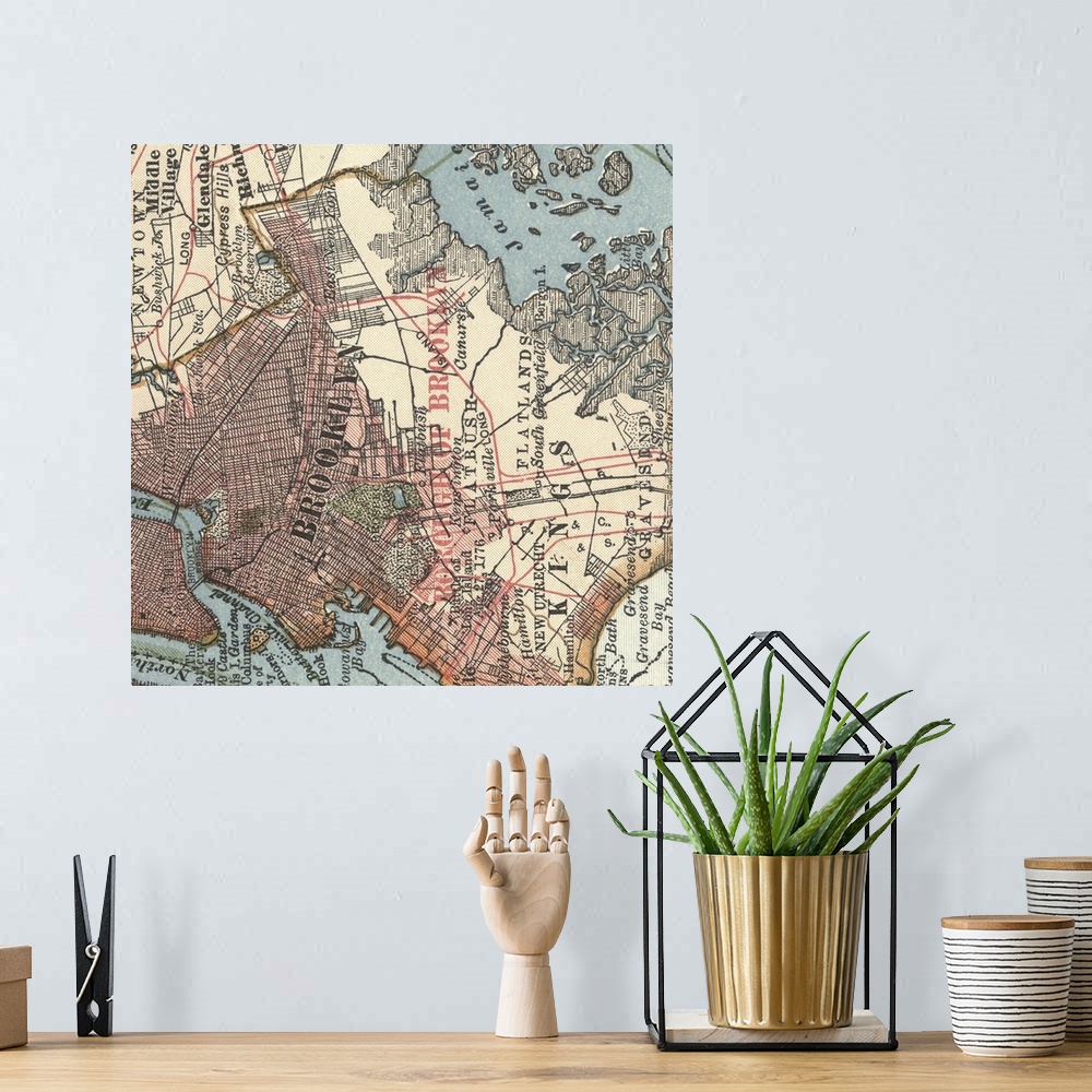 A bohemian room featuring Brooklyn - Vintage Map