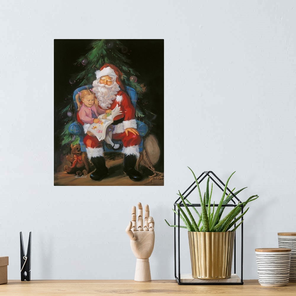 A bohemian room featuring Santa with Girl