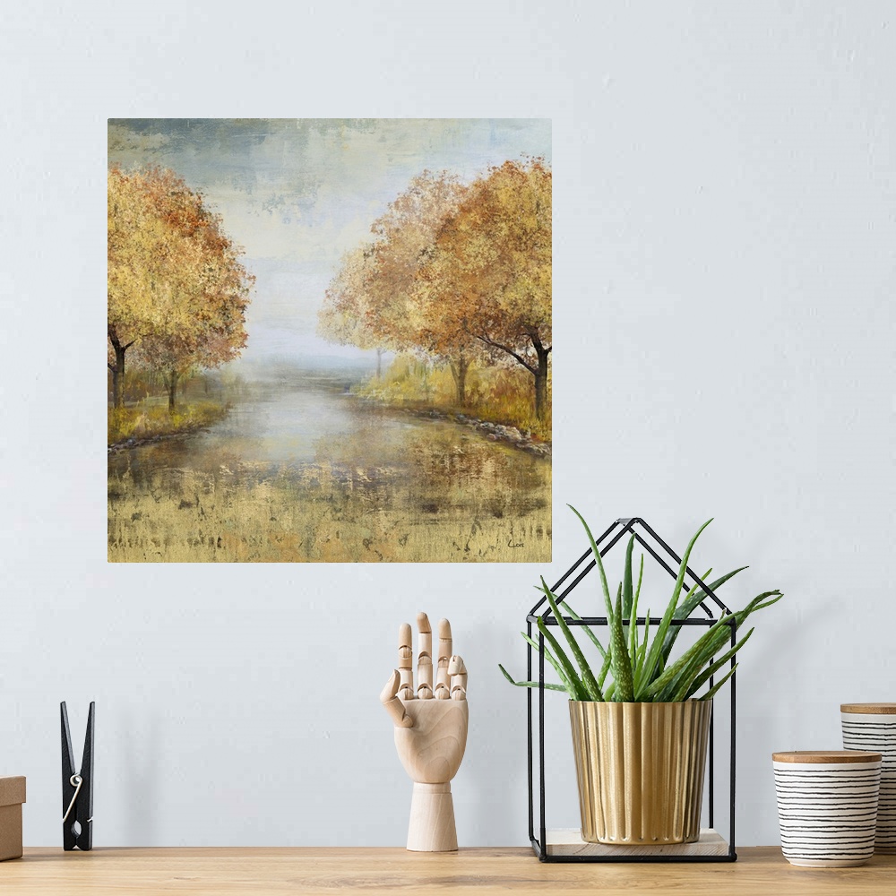 A bohemian room featuring Golden Trees Landscape
