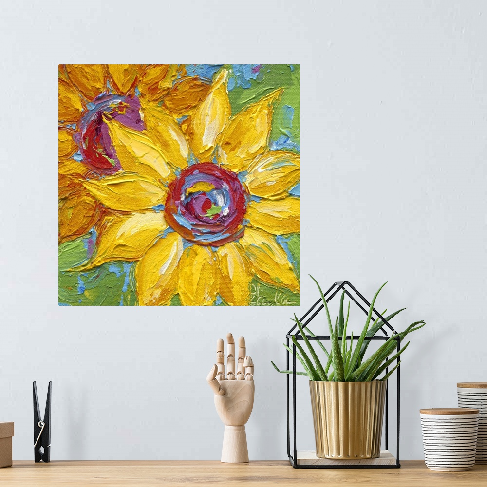 A bohemian room featuring Red Yellow Sunflower