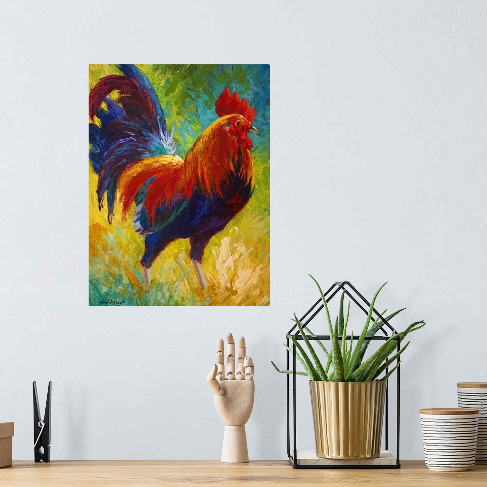 A bohemian room featuring Hot Shot Rooster
