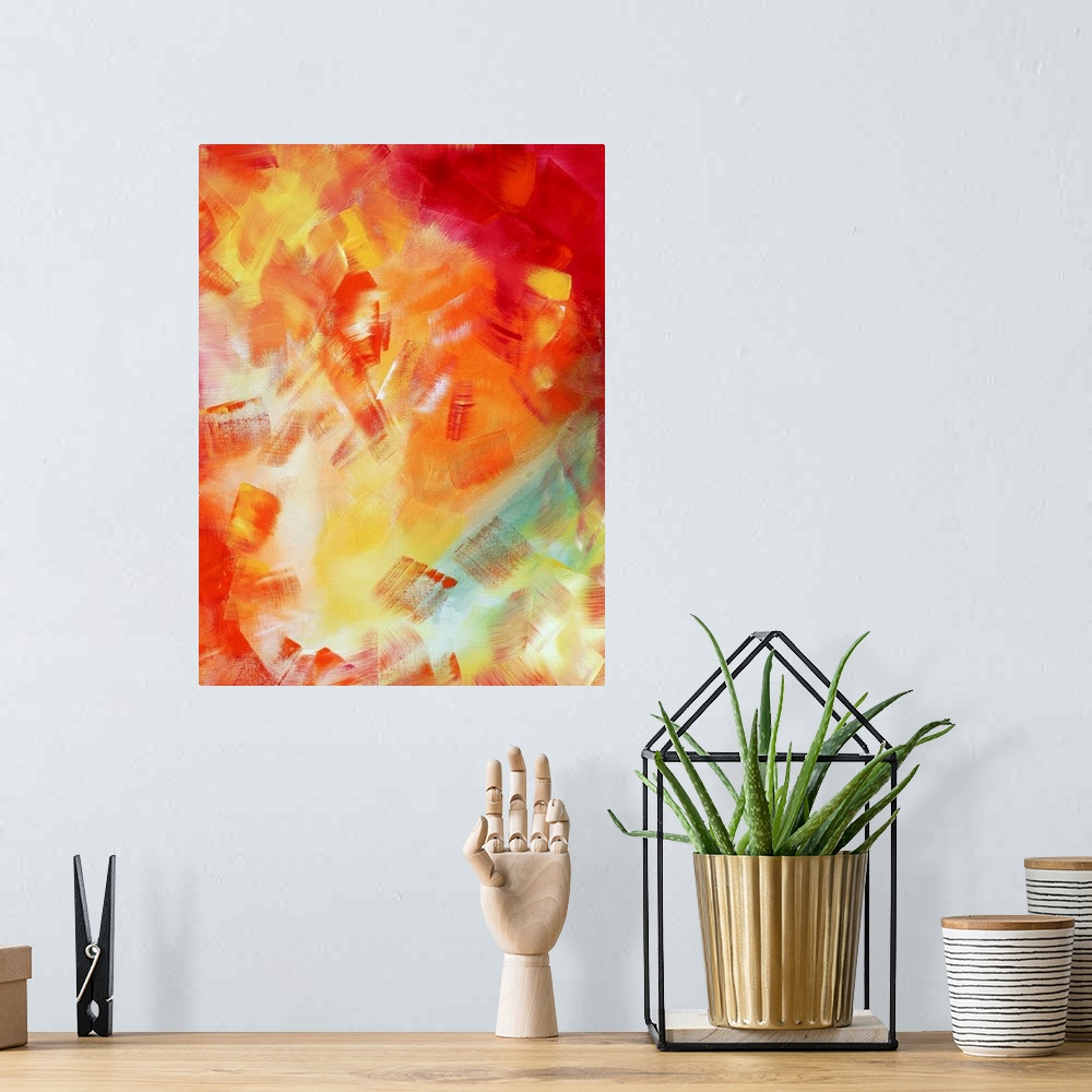 A bohemian room featuring This is a stunning Original Abstract painting in MADART's unique and very distinct contemporary s...