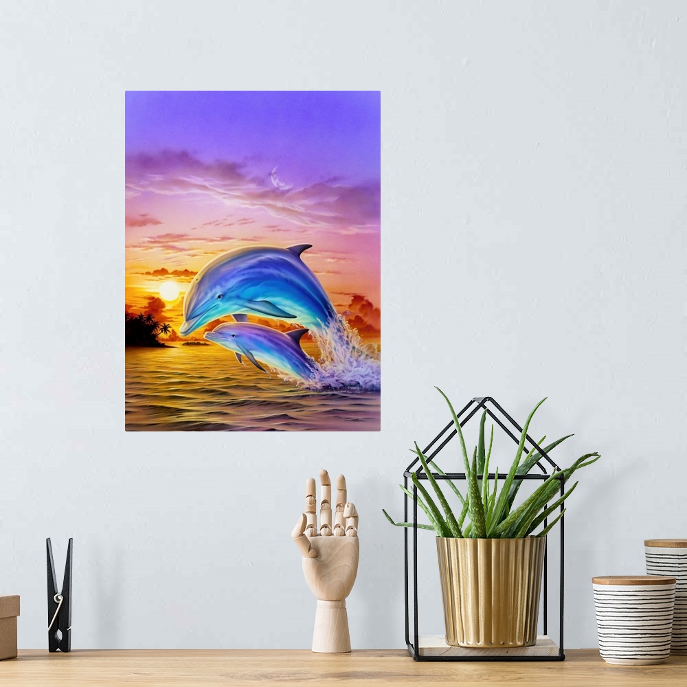 A bohemian room featuring Sunset Dolphins