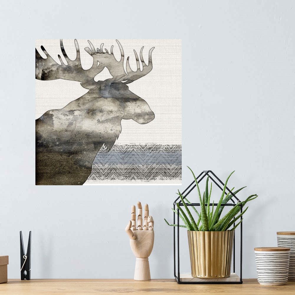 A bohemian room featuring Moose Silhouette