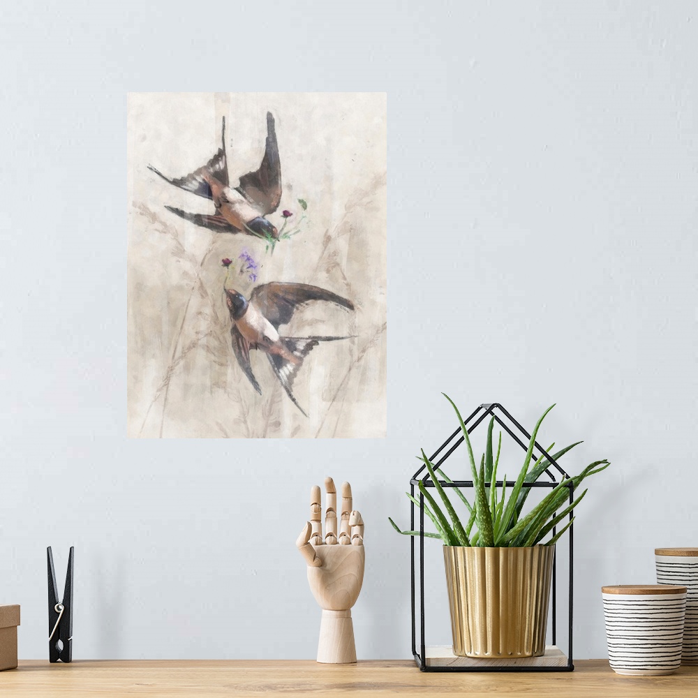 A bohemian room featuring Playful Swallows