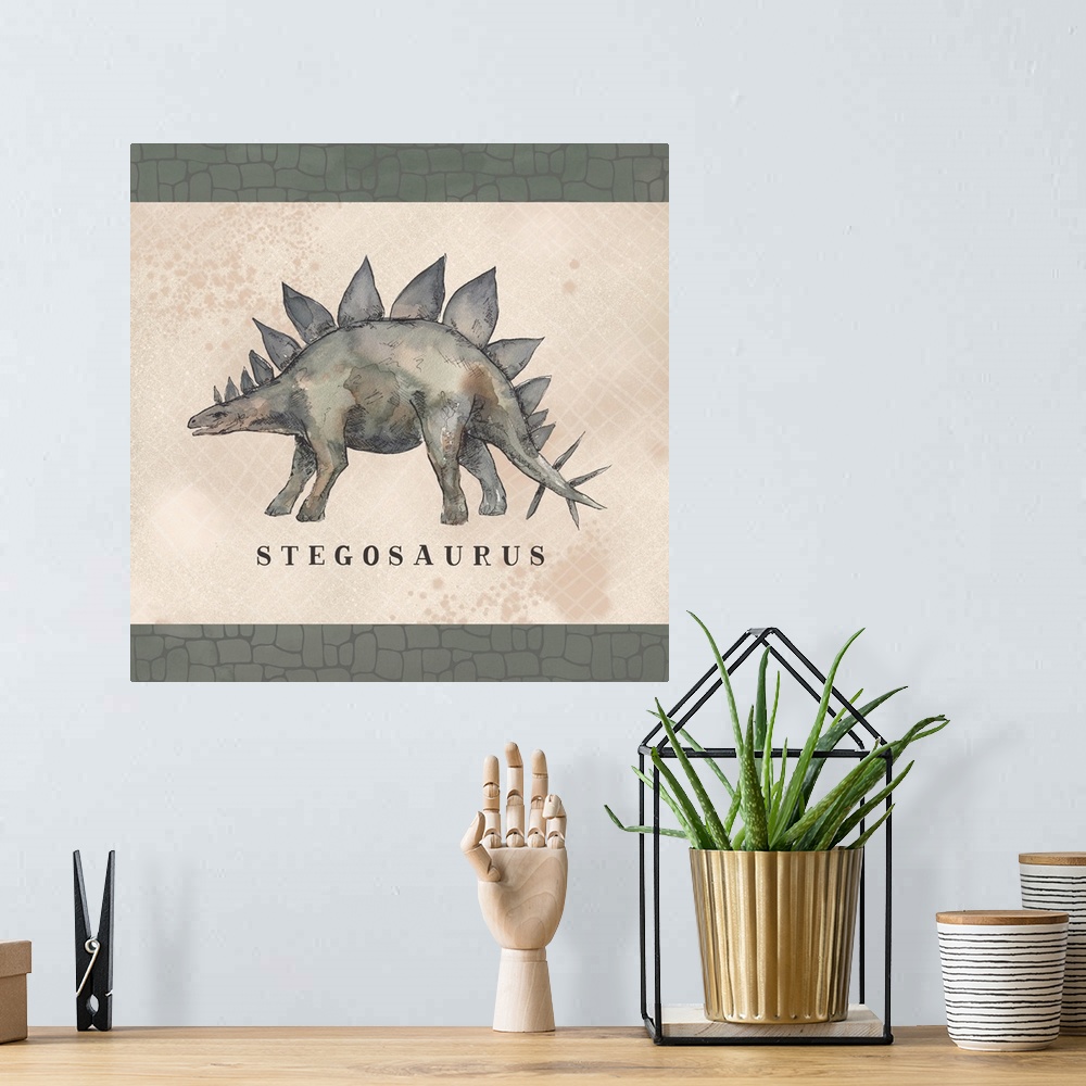 A bohemian room featuring Stegosaurus