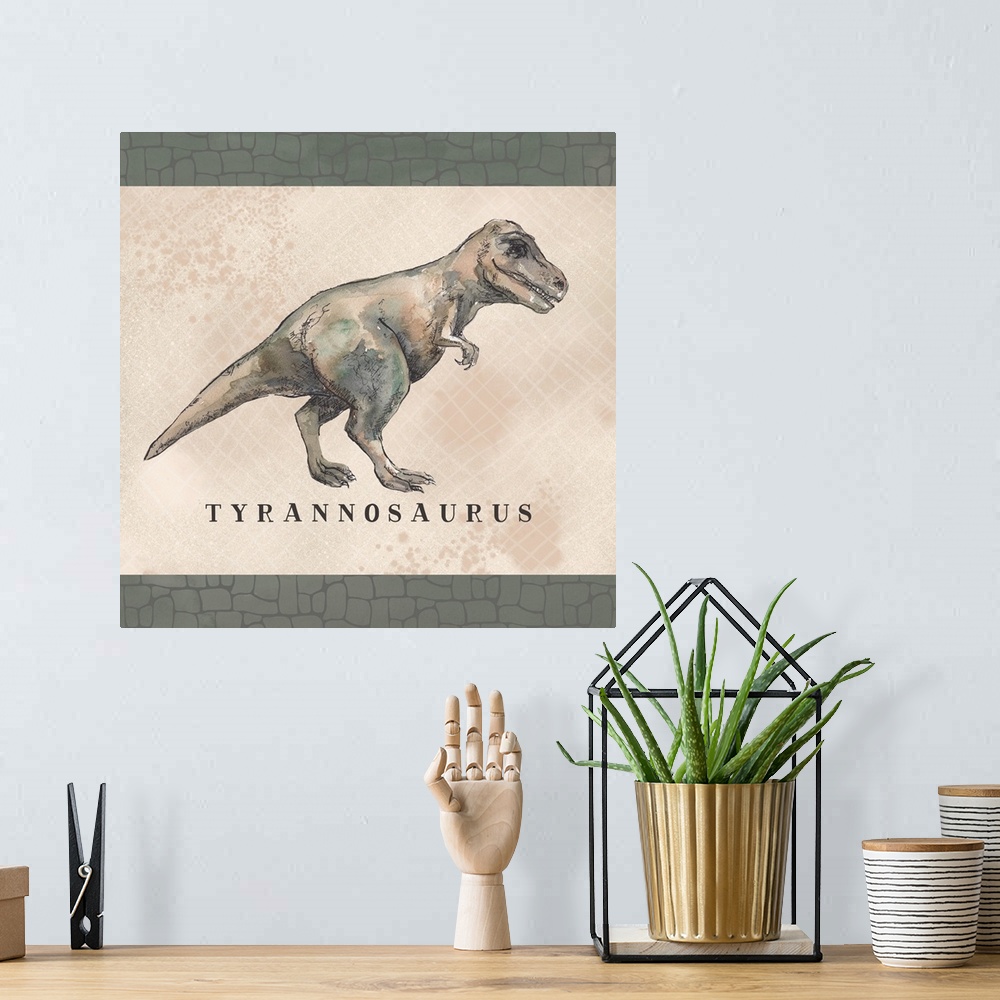 A bohemian room featuring Tyrannosaurus