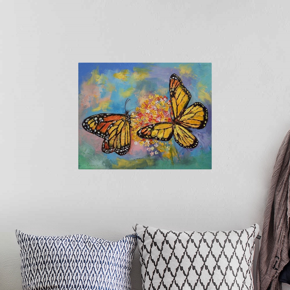 A bohemian room featuring Monarch Butterflies