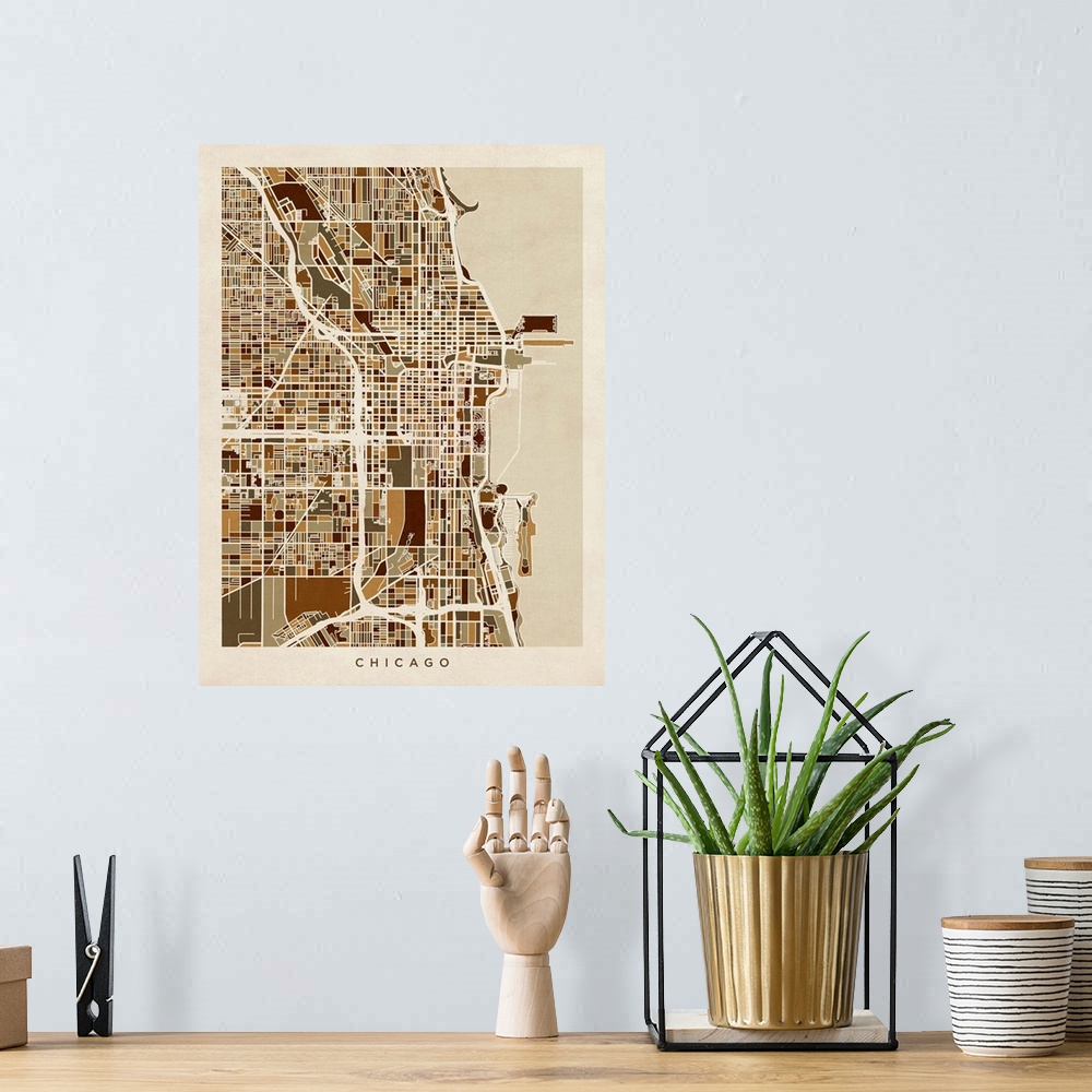 A bohemian room featuring Chicago City Street Map