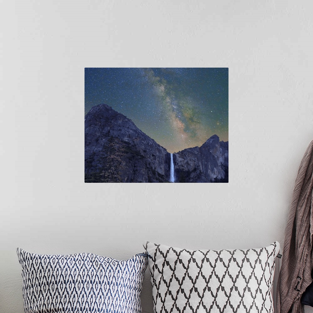 A bohemian room featuring Milky Way over Bridal Veil Falls, Yosemite Valley, Yosemite National Park, California
