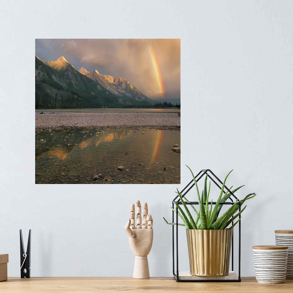 A bohemian room featuring Tim Fitzharris-4500-Rainbow Athabasca River Colin Range Jasper NP Alberta