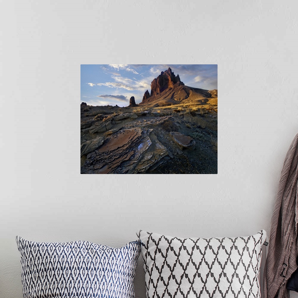 A bohemian room featuring Shiprock, the basalt core of an extinct volcano, New Mexico