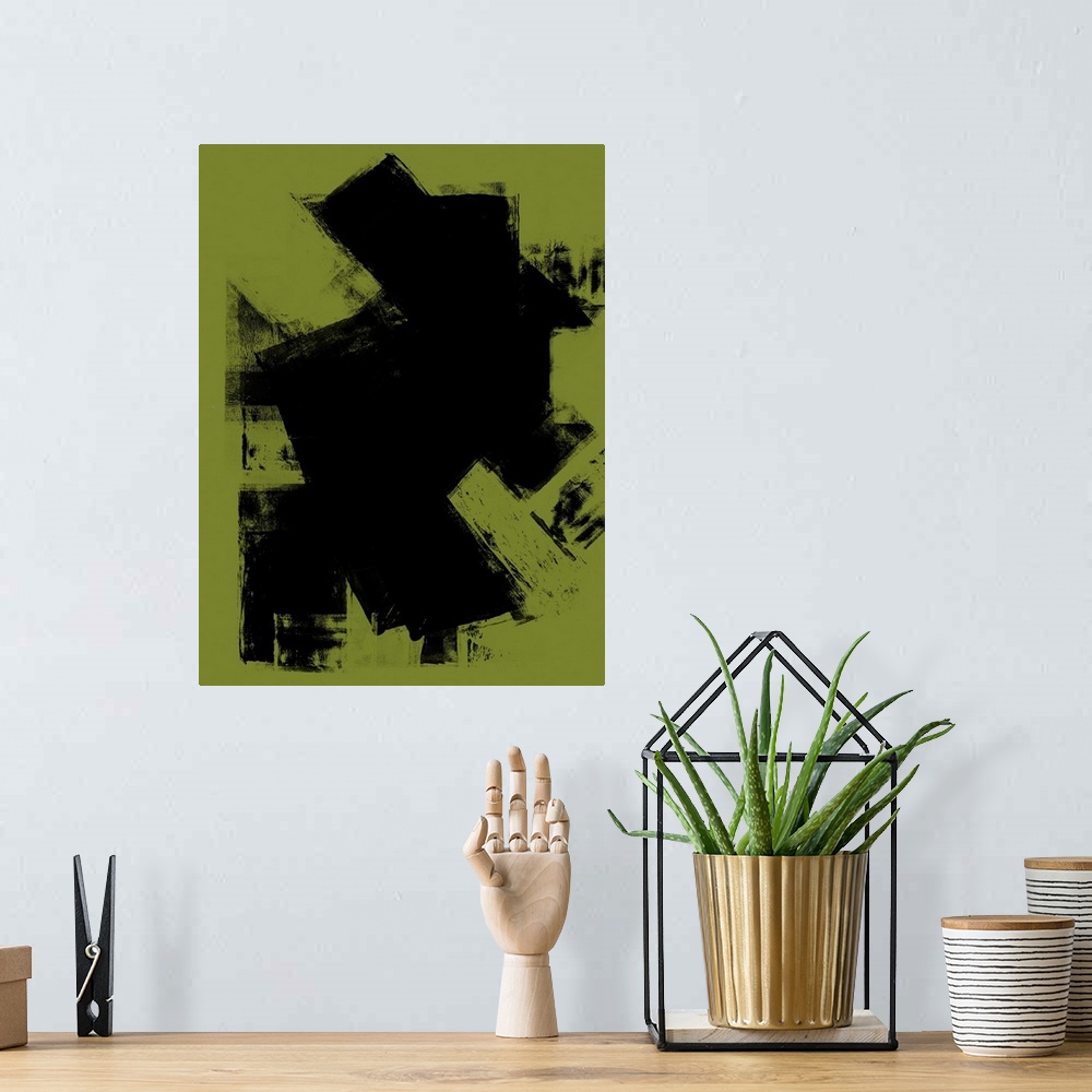 A bohemian room featuring Abstract Black and Tarragon Study