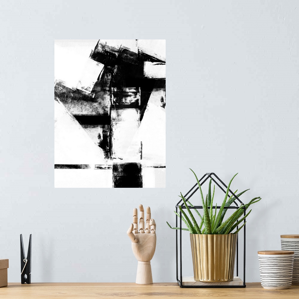 A bohemian room featuring Abstract Black and White No.11