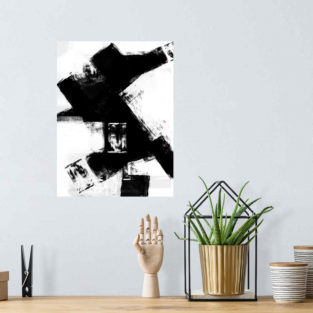 A bohemian room featuring Abstract Black and White No.8