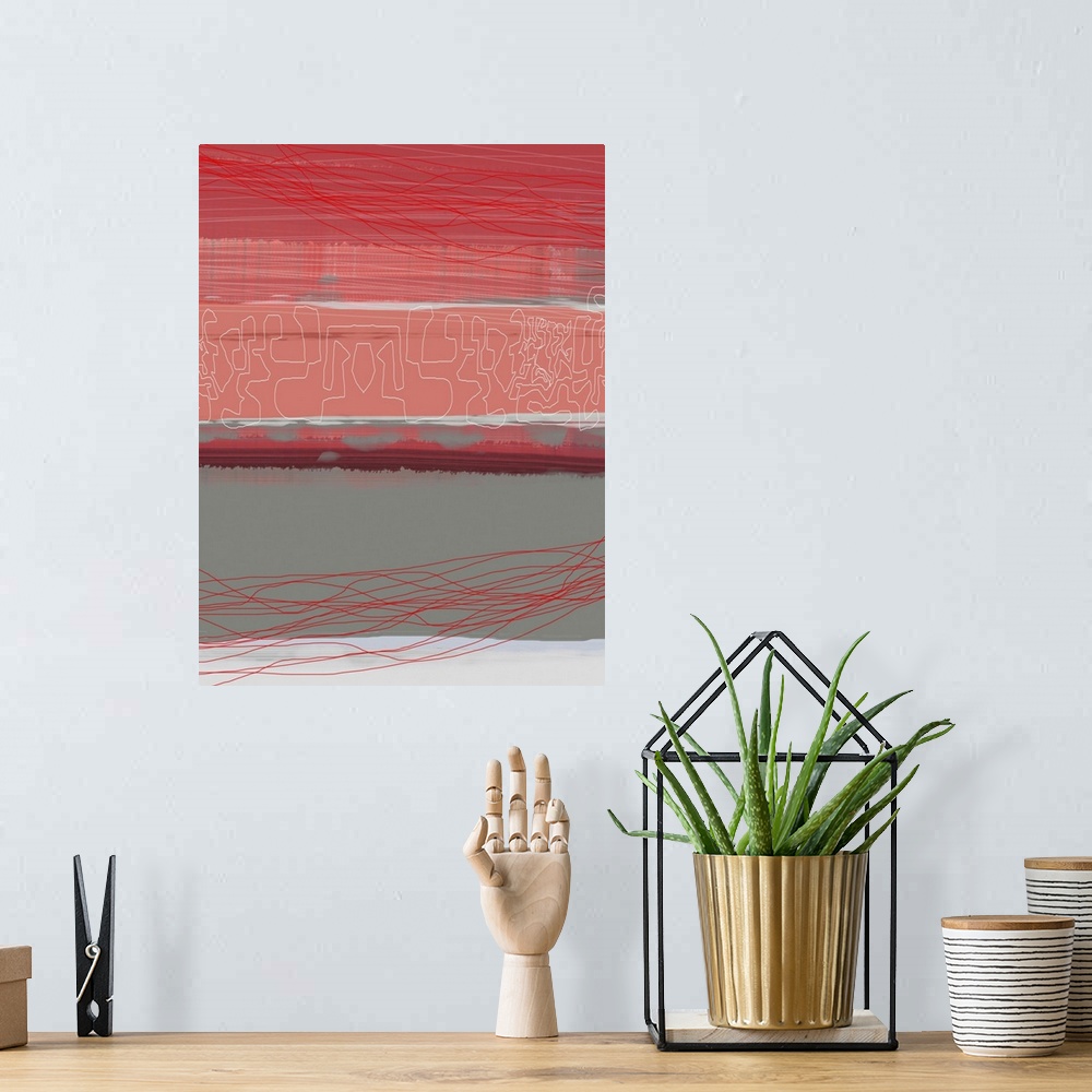 A bohemian room featuring Abstract Red View III