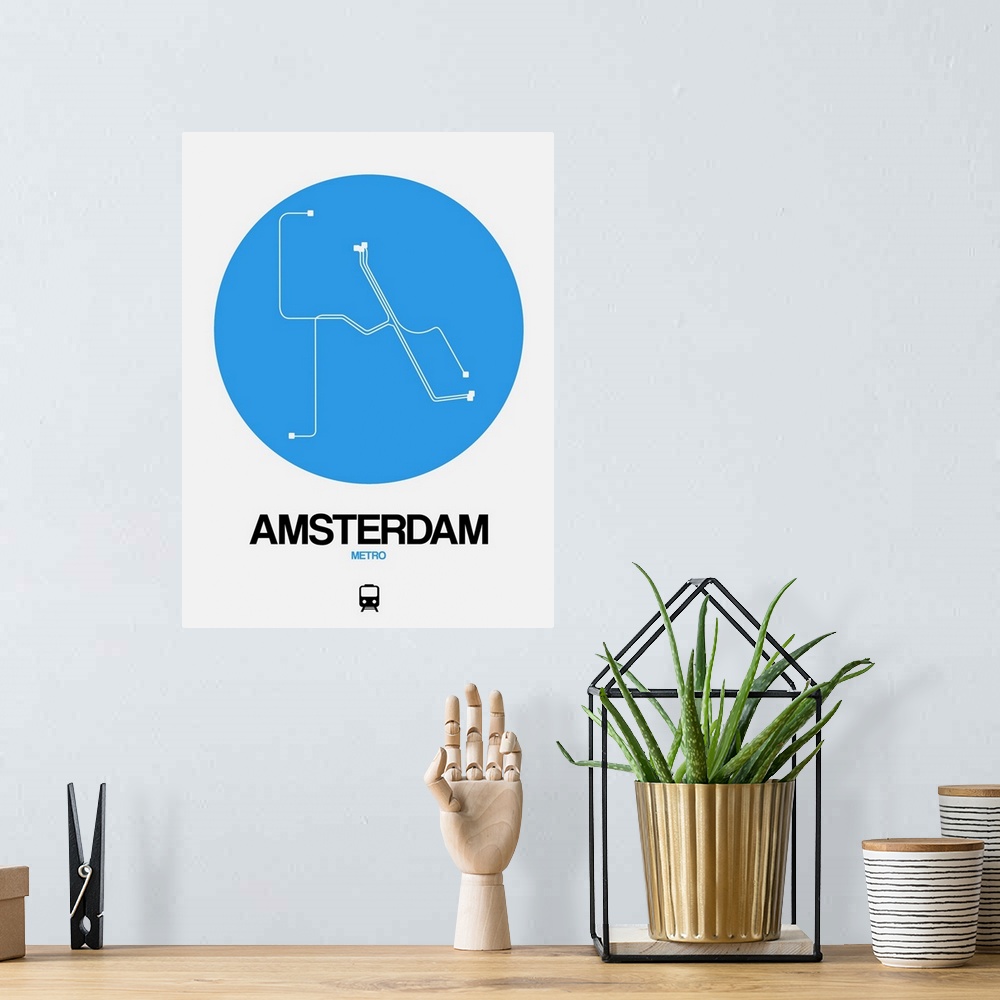 A bohemian room featuring Amsterdam Blue Subway Map