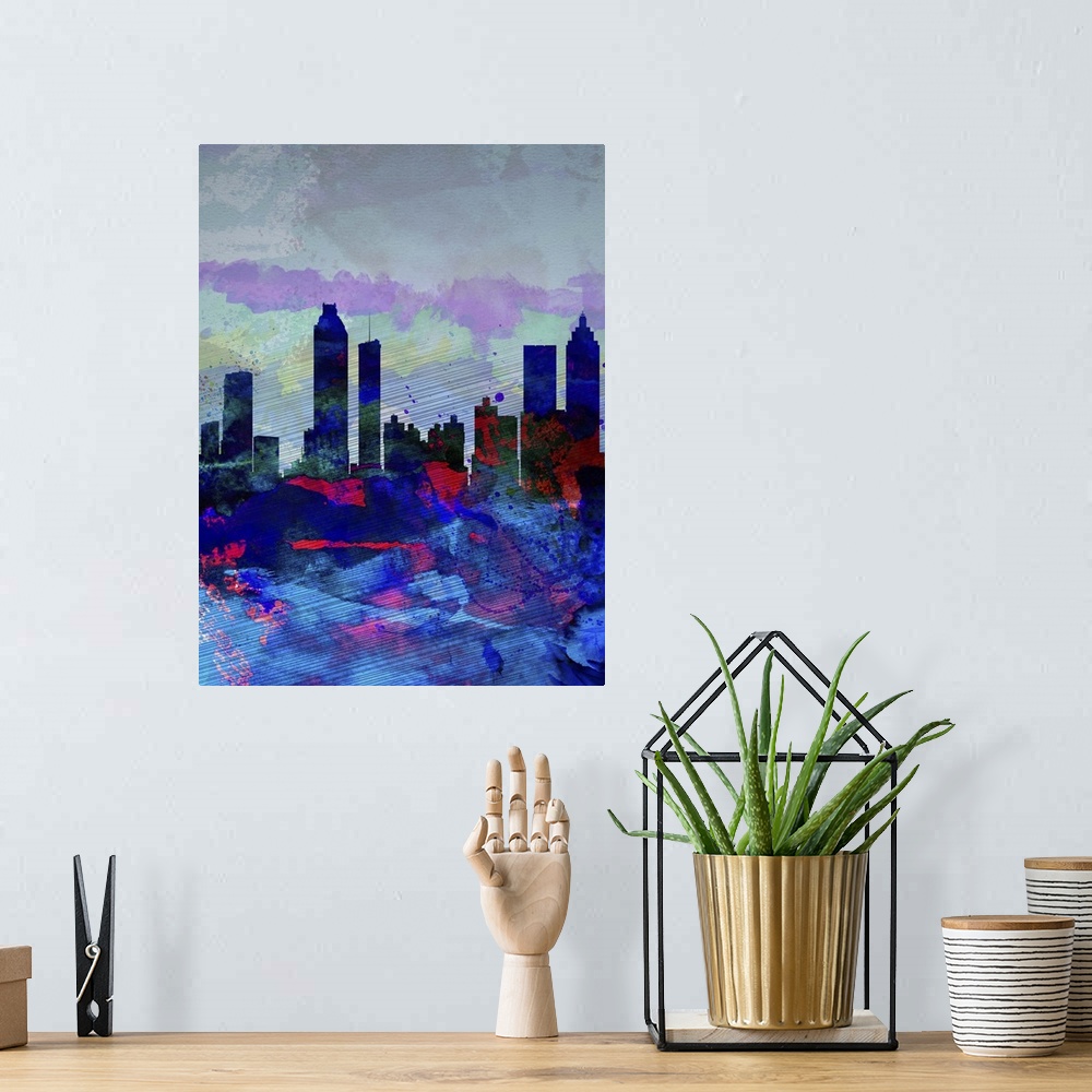 A bohemian room featuring Atlanta Watercolor Skyline