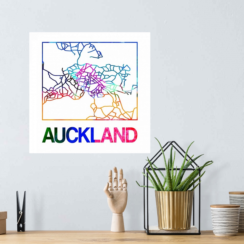 A bohemian room featuring Colorful map of the streets of Auckland, New Zealand.