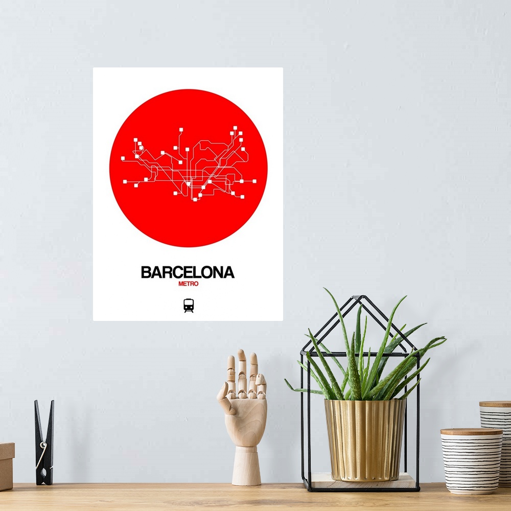 A bohemian room featuring Barcelona Red Subway Map