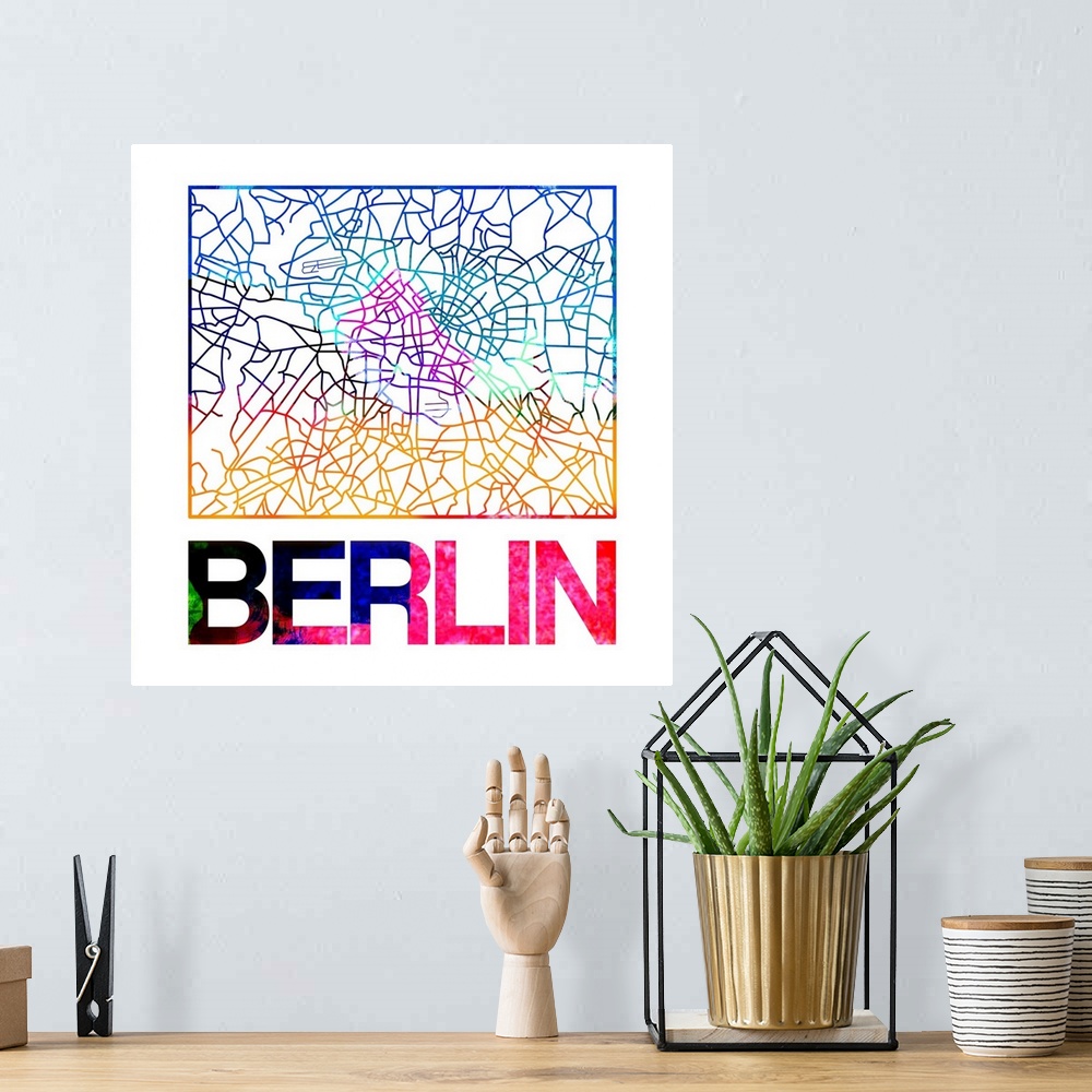 A bohemian room featuring Colorful map of the streets of Berlin, Germany.