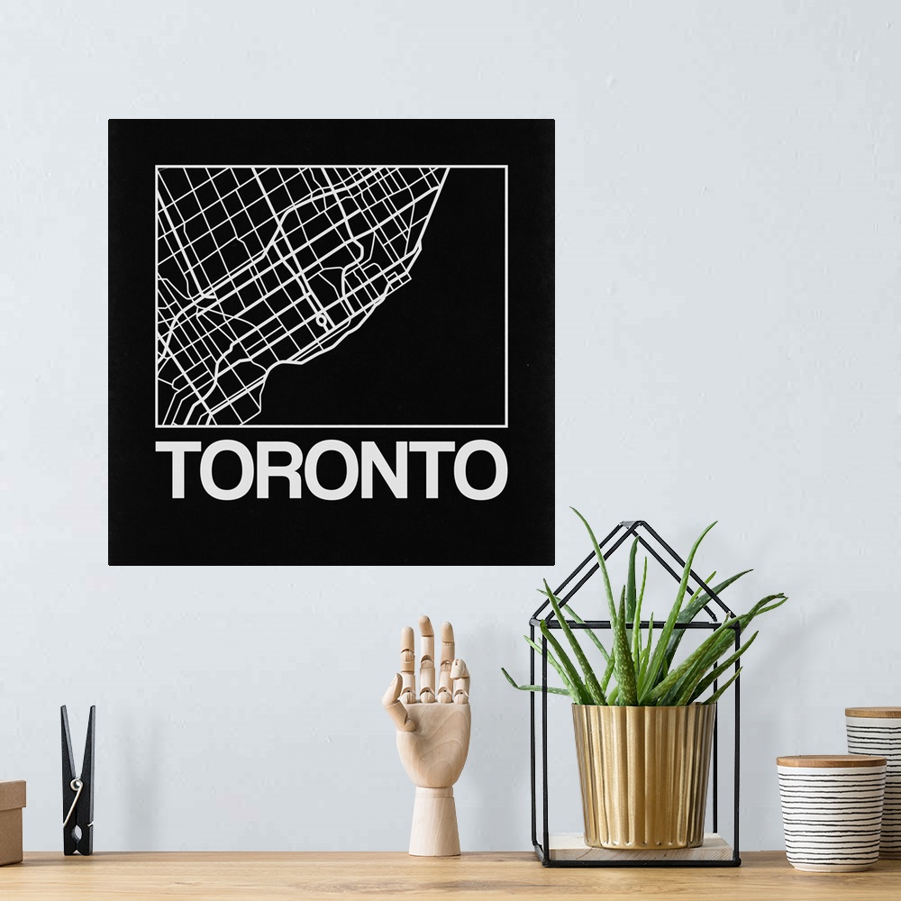 A bohemian room featuring Contemporary minimalist art map of the city streets of Toronto.