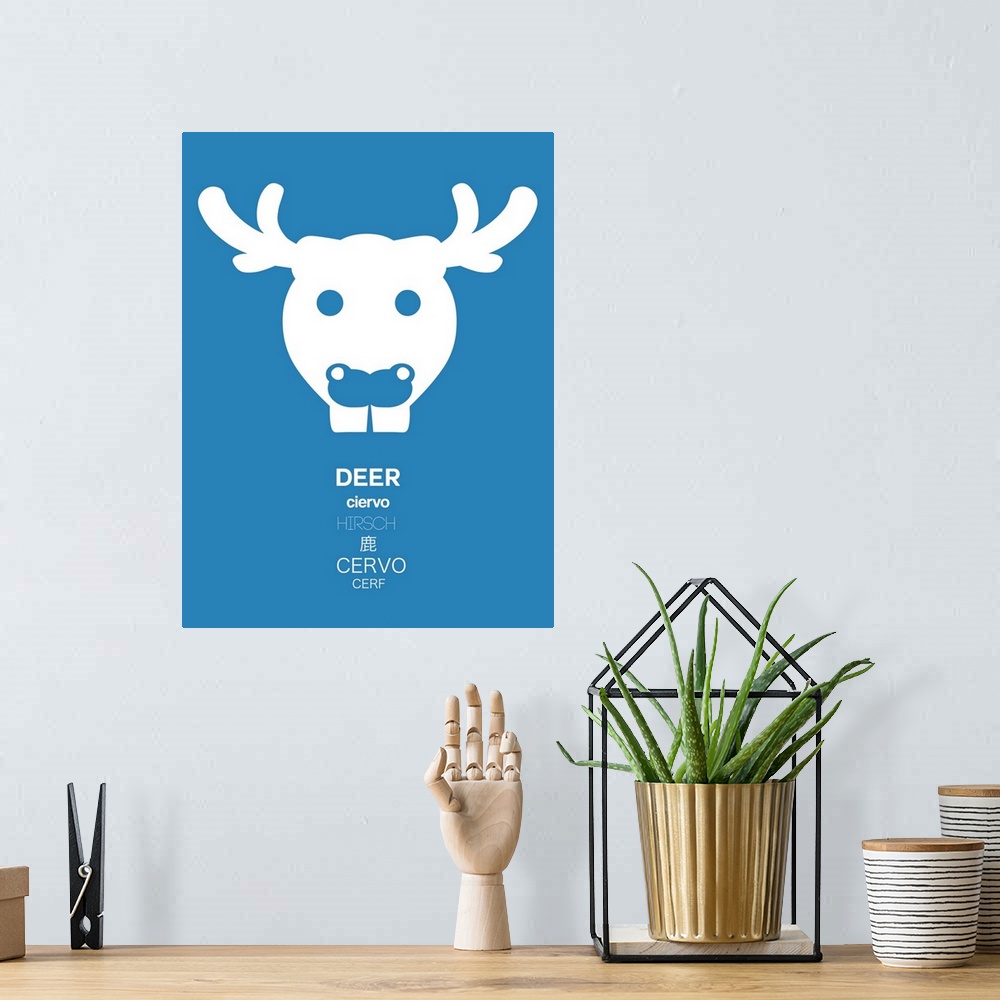 A bohemian room featuring Blue Deer Multilingual Poster