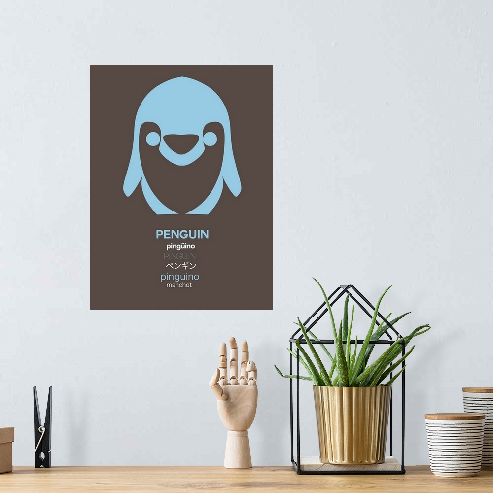 A bohemian room featuring Blue Penguin Multilingual Poster