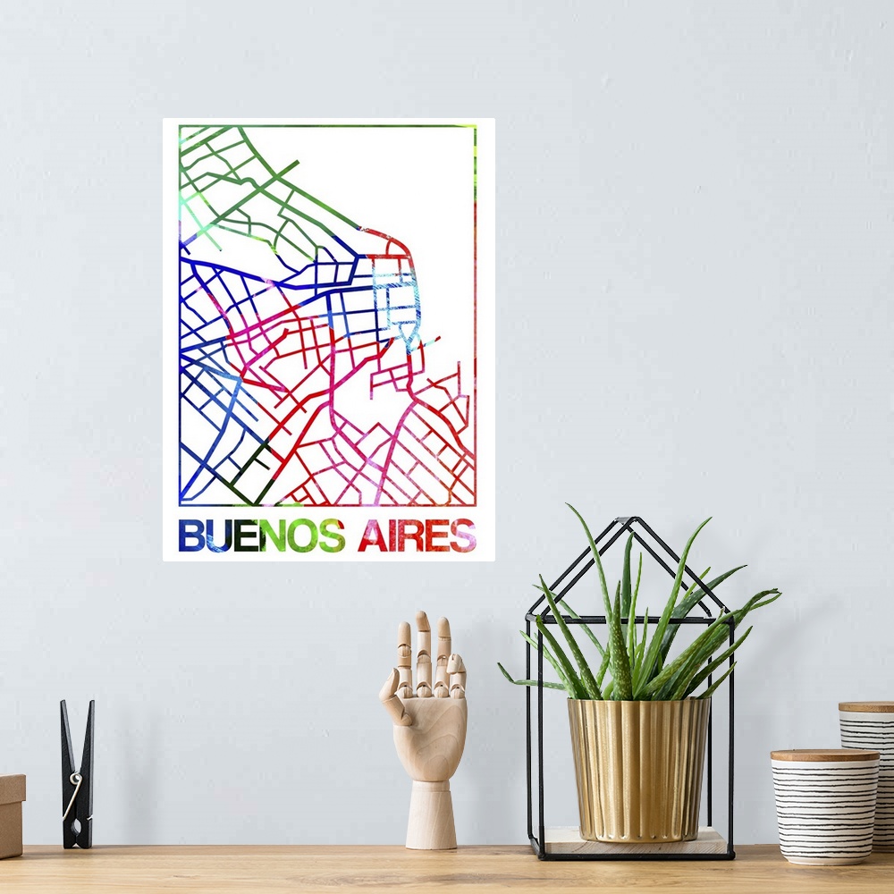 A bohemian room featuring Colorful map of the streets of Buenos Aires, Argentina.