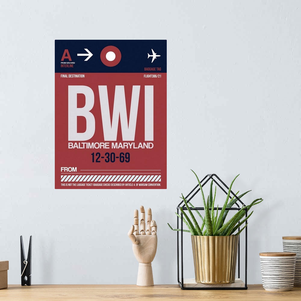 A bohemian room featuring BWI Baltimore Luggage Tag II