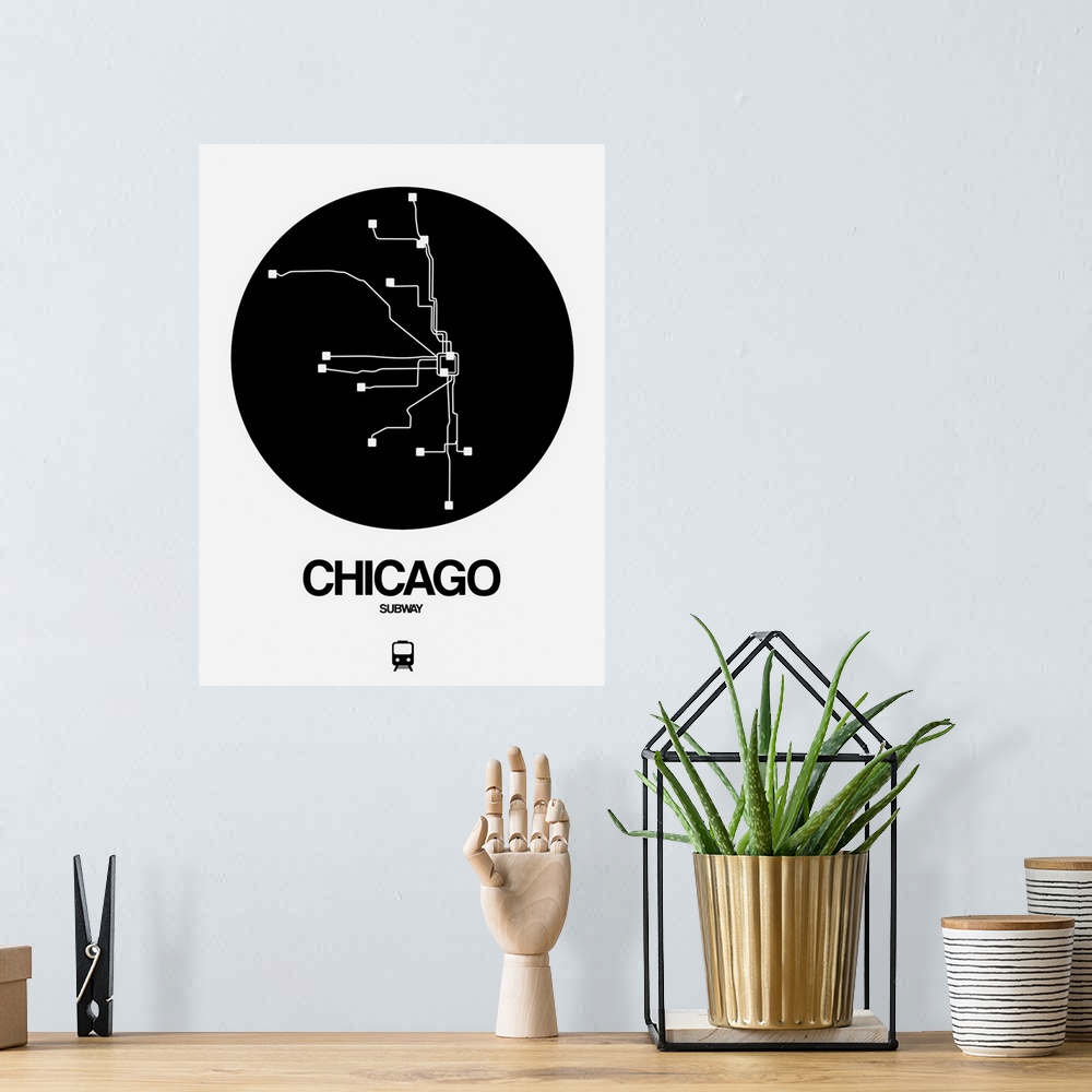 A bohemian room featuring Chicago Black Subway Map
