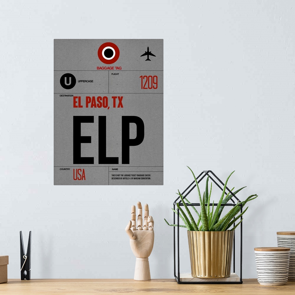 A bohemian room featuring ELP El Paso Luggage Tag I