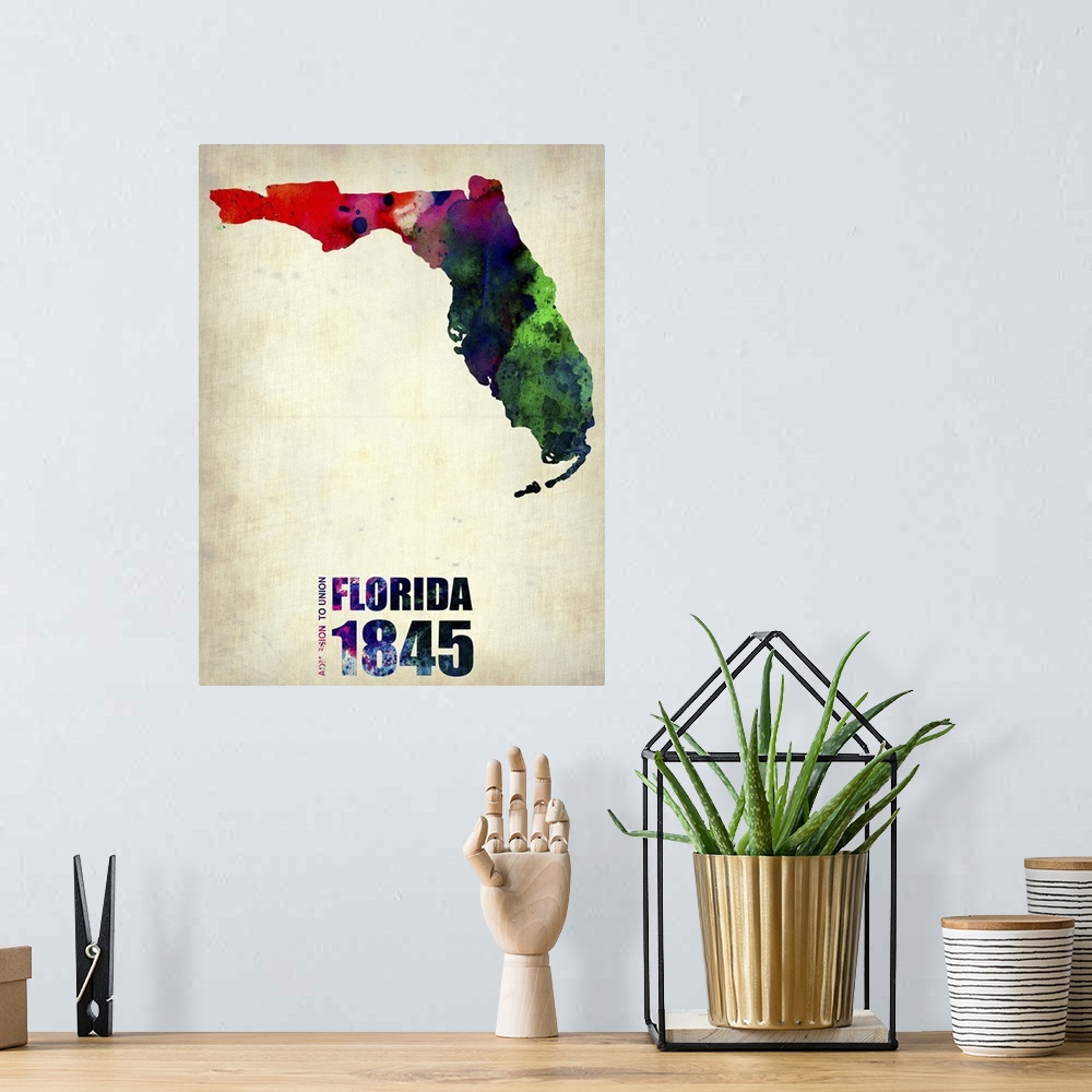 A bohemian room featuring Florida Watercolor Map