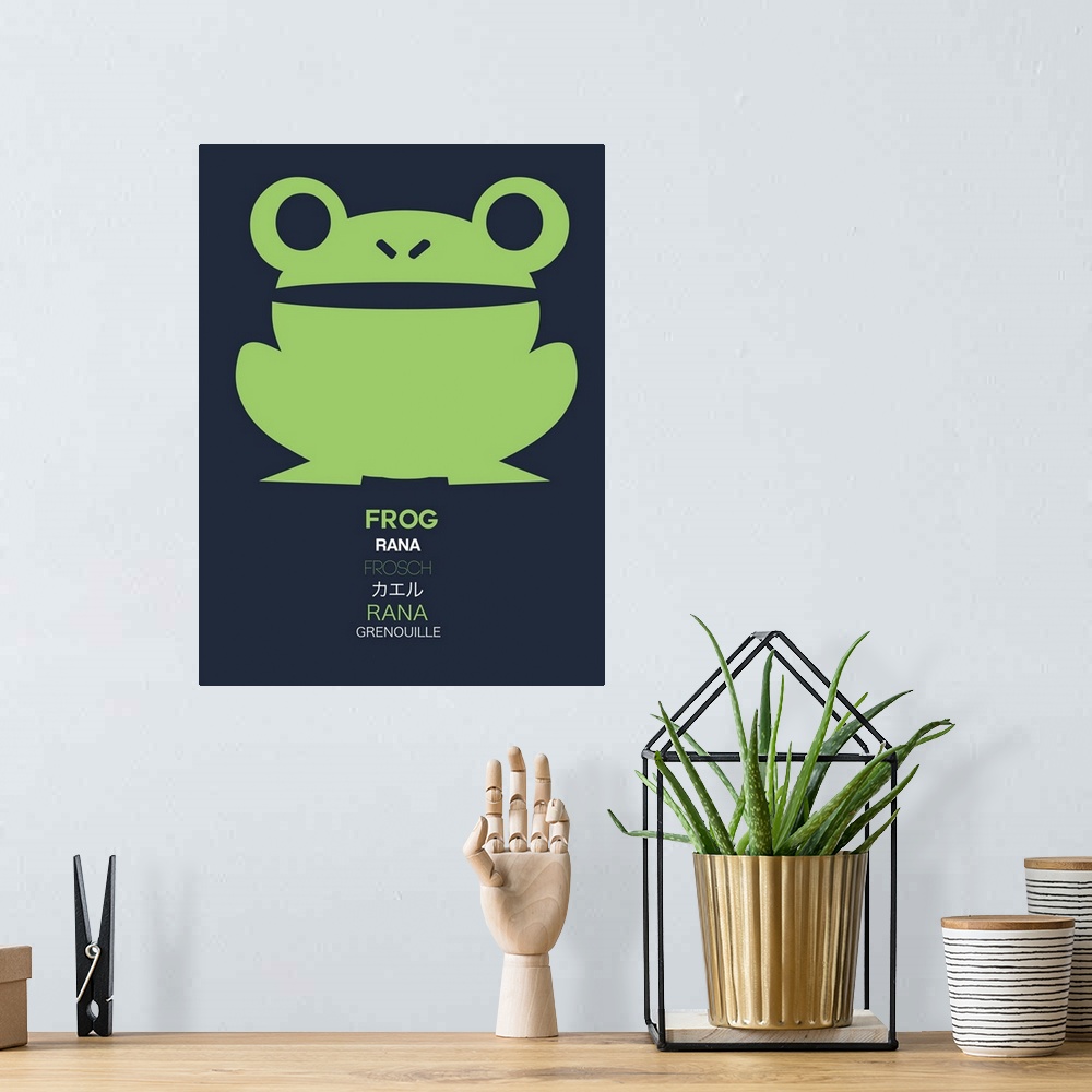A bohemian room featuring Green Frog Multilingual Poster