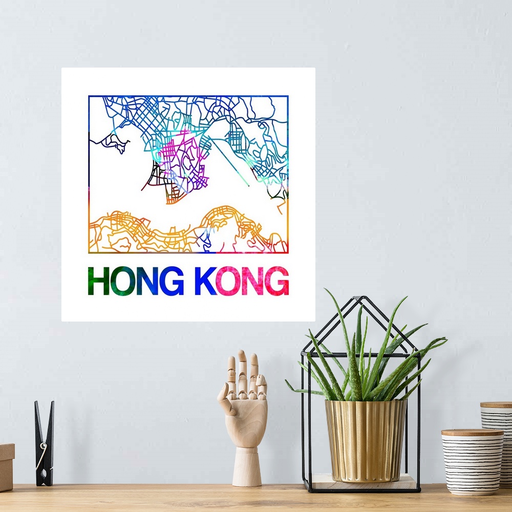 A bohemian room featuring Colorful map of the streets of Hong Kong.