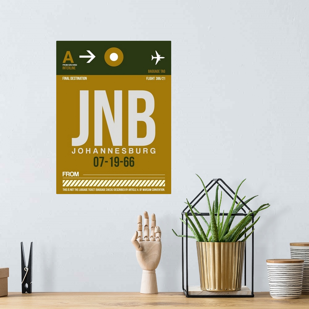 A bohemian room featuring JNB Johannesburg Luggage Tag I