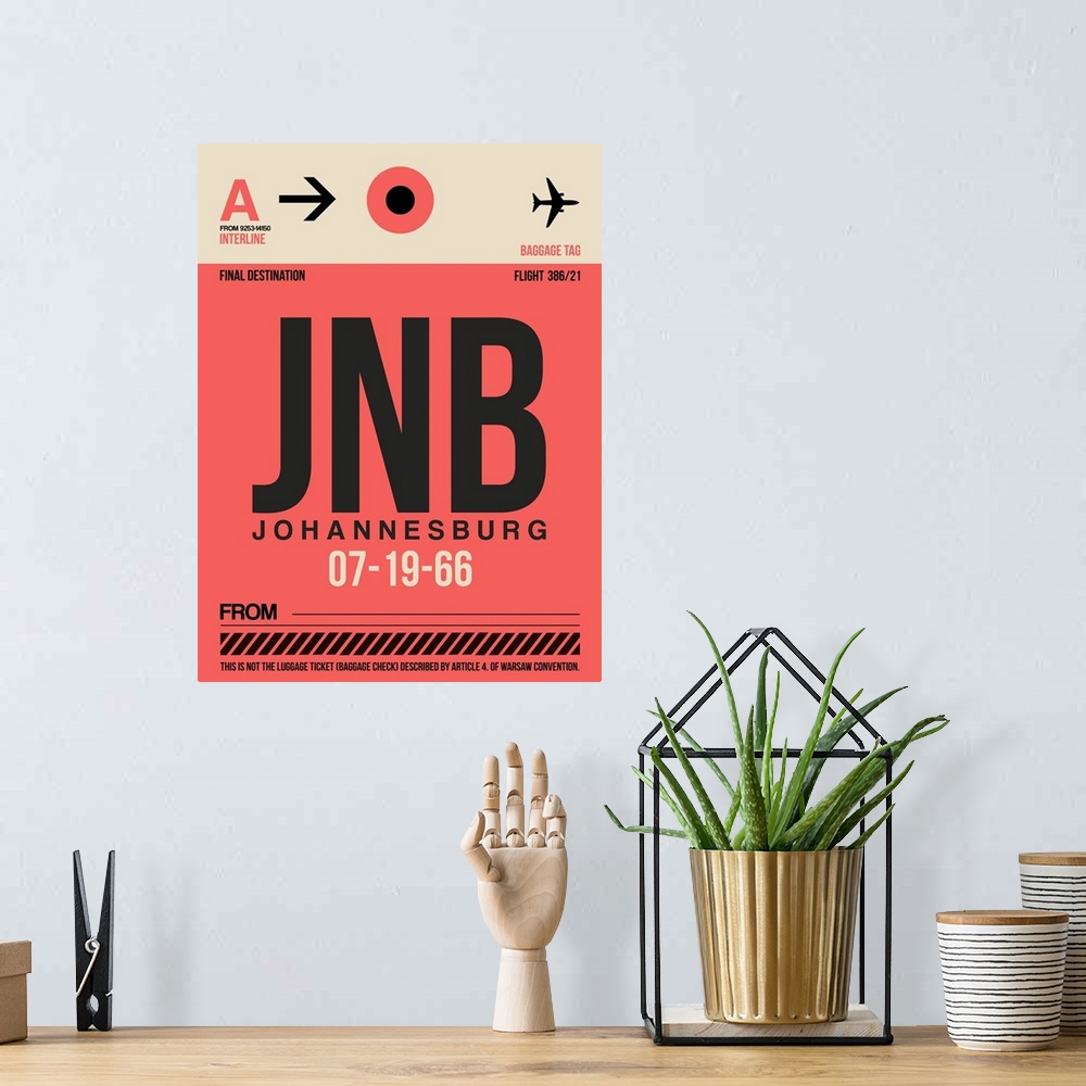 A bohemian room featuring JNB Johannesburg Luggage Tag II