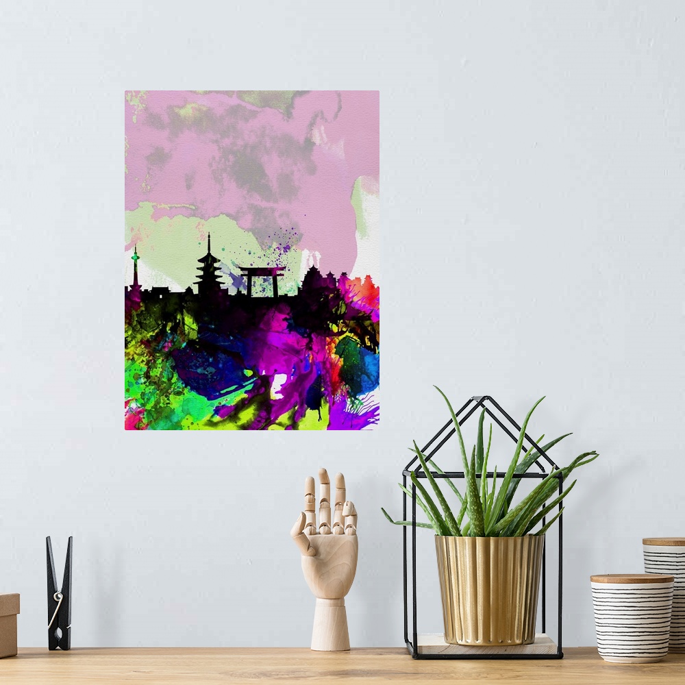 A bohemian room featuring Kyoto Watercolor Skyline