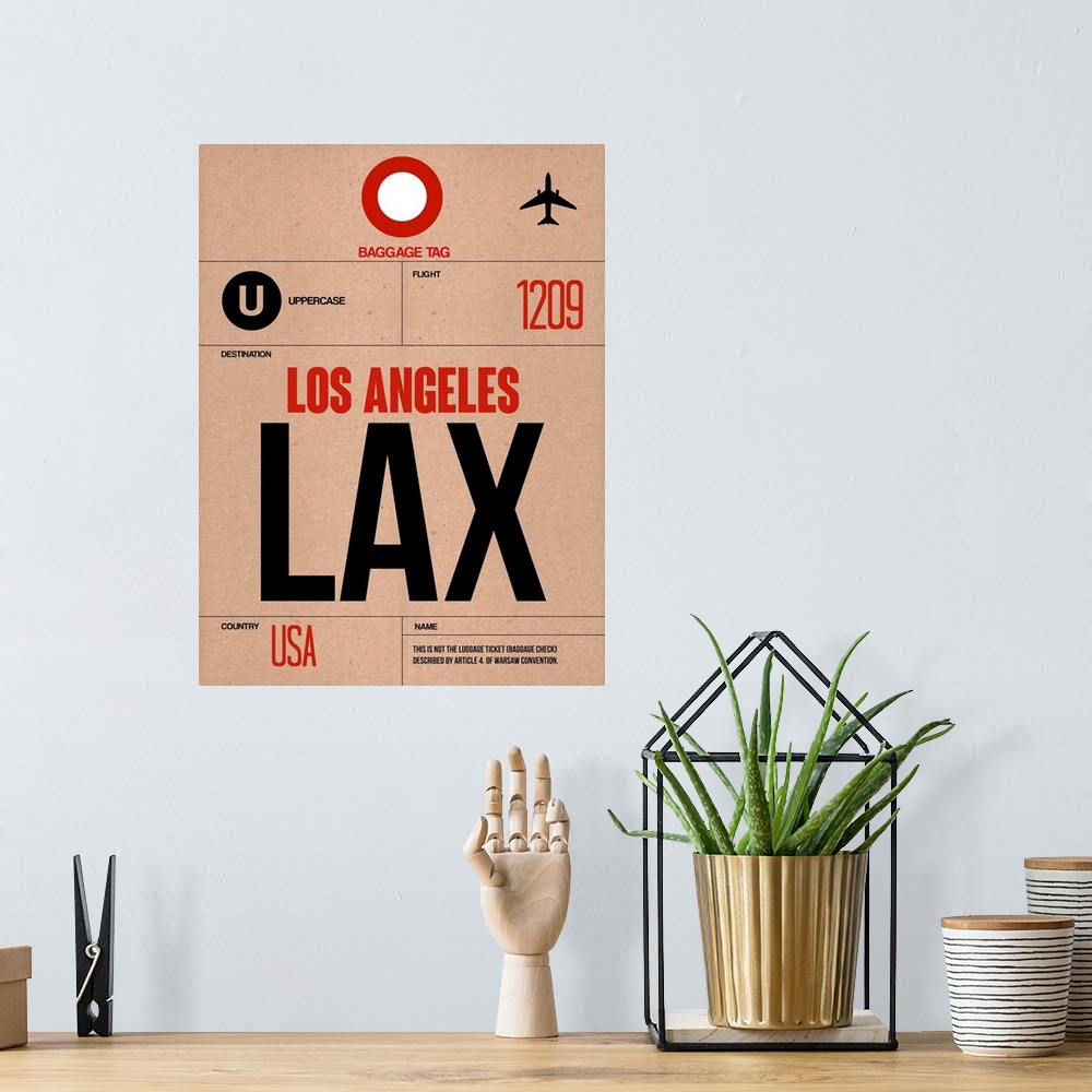 A bohemian room featuring LAX Los Angeles Luggage Tag I