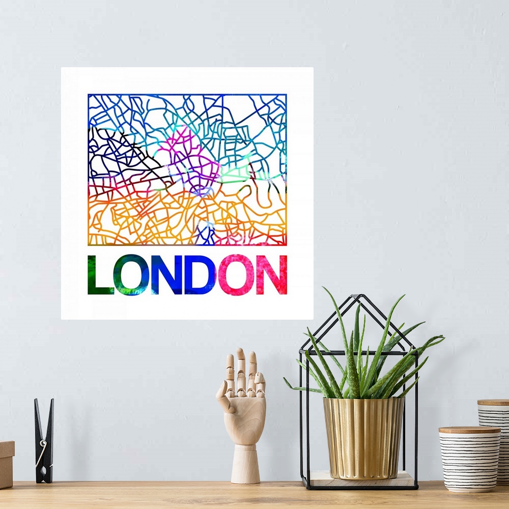 A bohemian room featuring Colorful map of the streets of London, England.