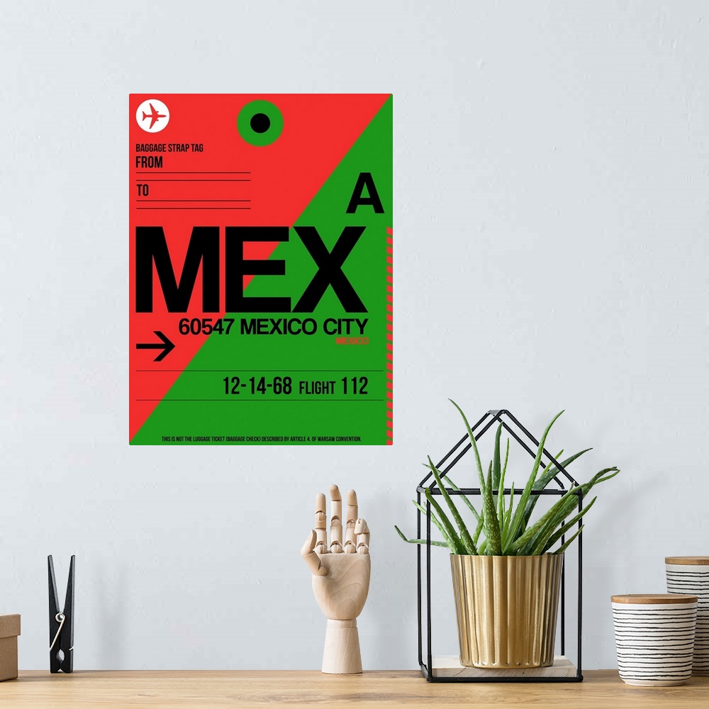 A bohemian room featuring MEX Mexico City Luggage Tag II