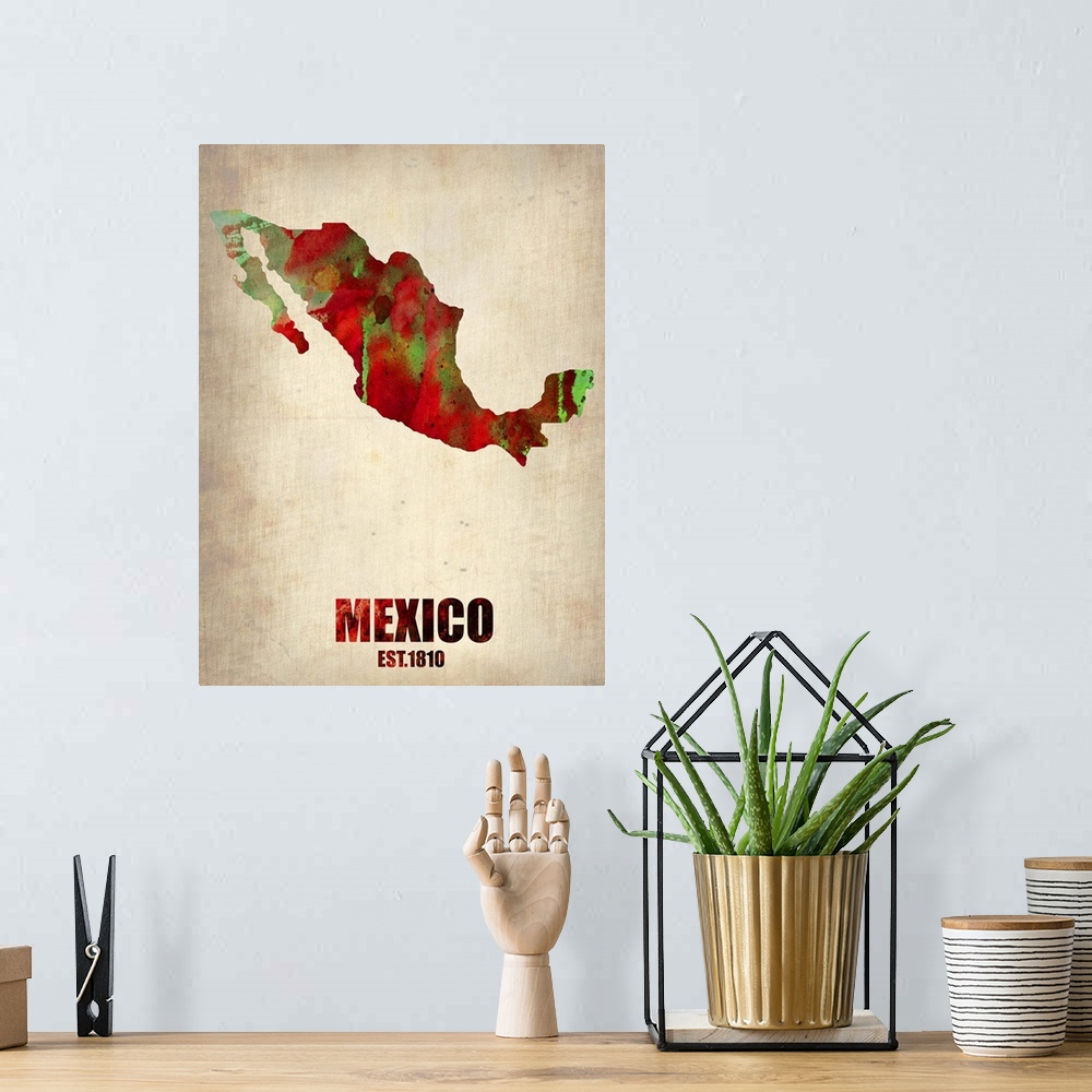 A bohemian room featuring Mexico Watercolor Map