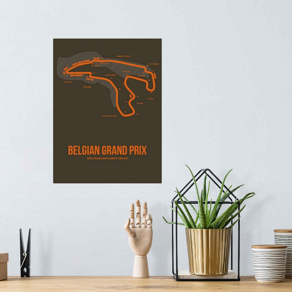 A bohemian room featuring Minimalist Belgian Grand Prix Poster I