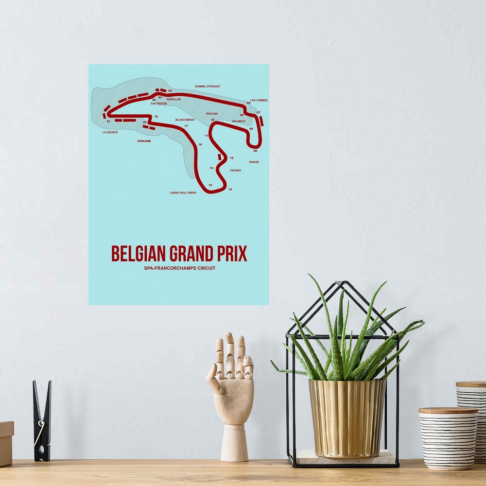A bohemian room featuring Minimalist Belgian Grand Prix Poster III