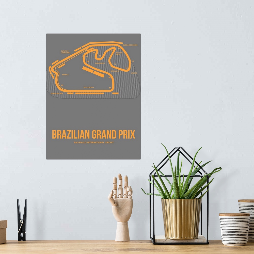 A bohemian room featuring Minimalist Brazilian Grand Prix Poster I