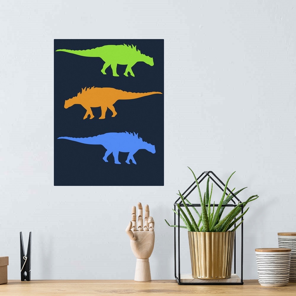 A bohemian room featuring Minimalist Dinosaur Family Poster X